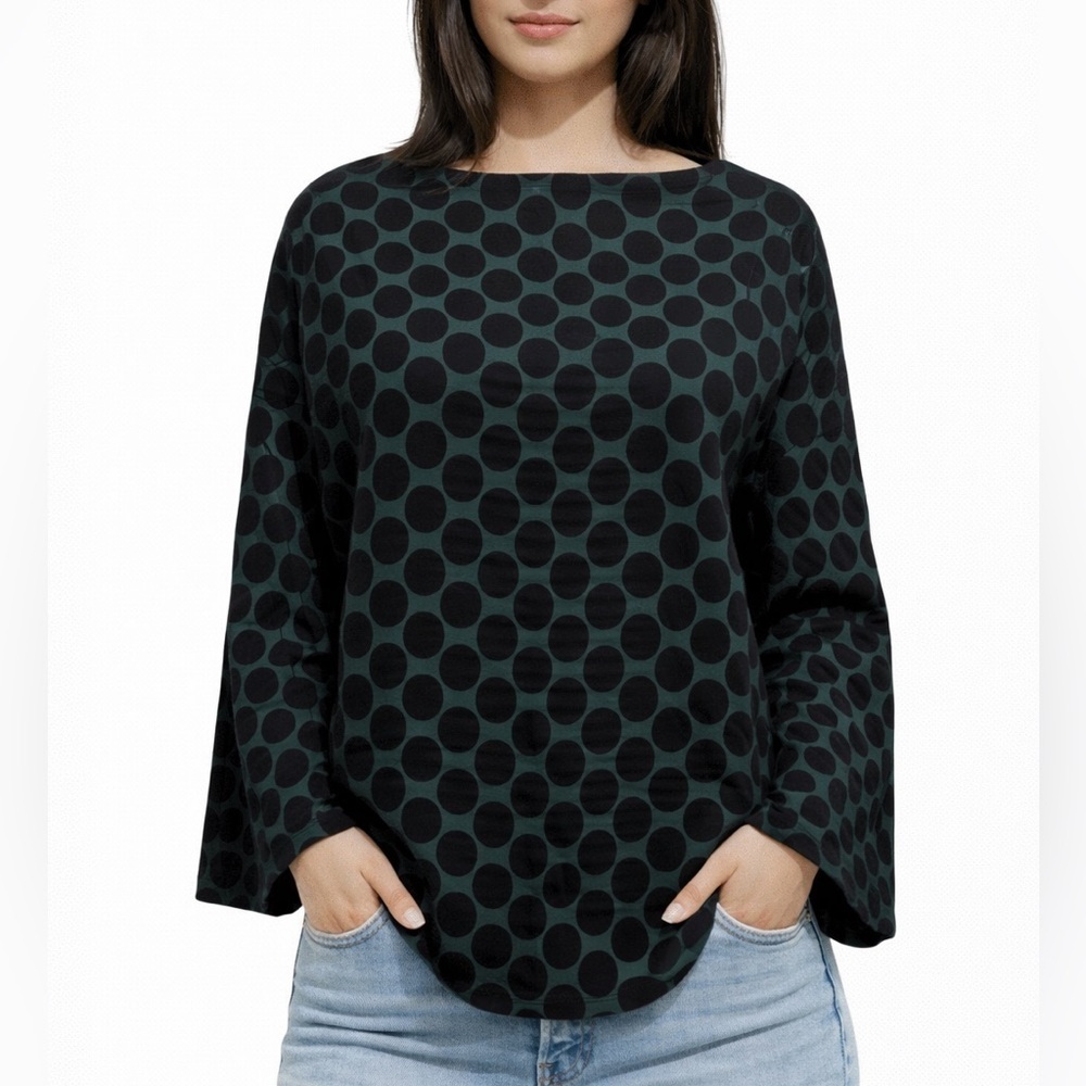 Black and Green Polka Dot Top